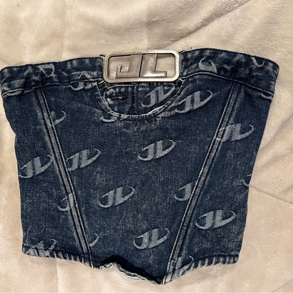 Jade LDN corset top in denim. NO STRETCH. too small for my chest size